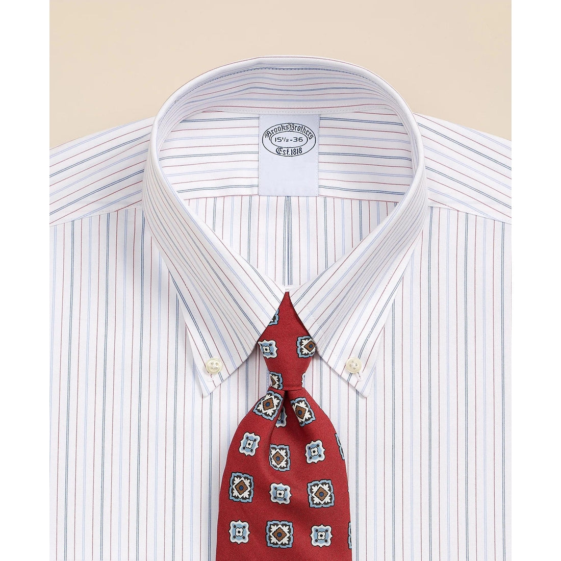 Stretch Supima Cotton Non-Iron Broadcloth Button Down Collar, Striped Dress Shirt