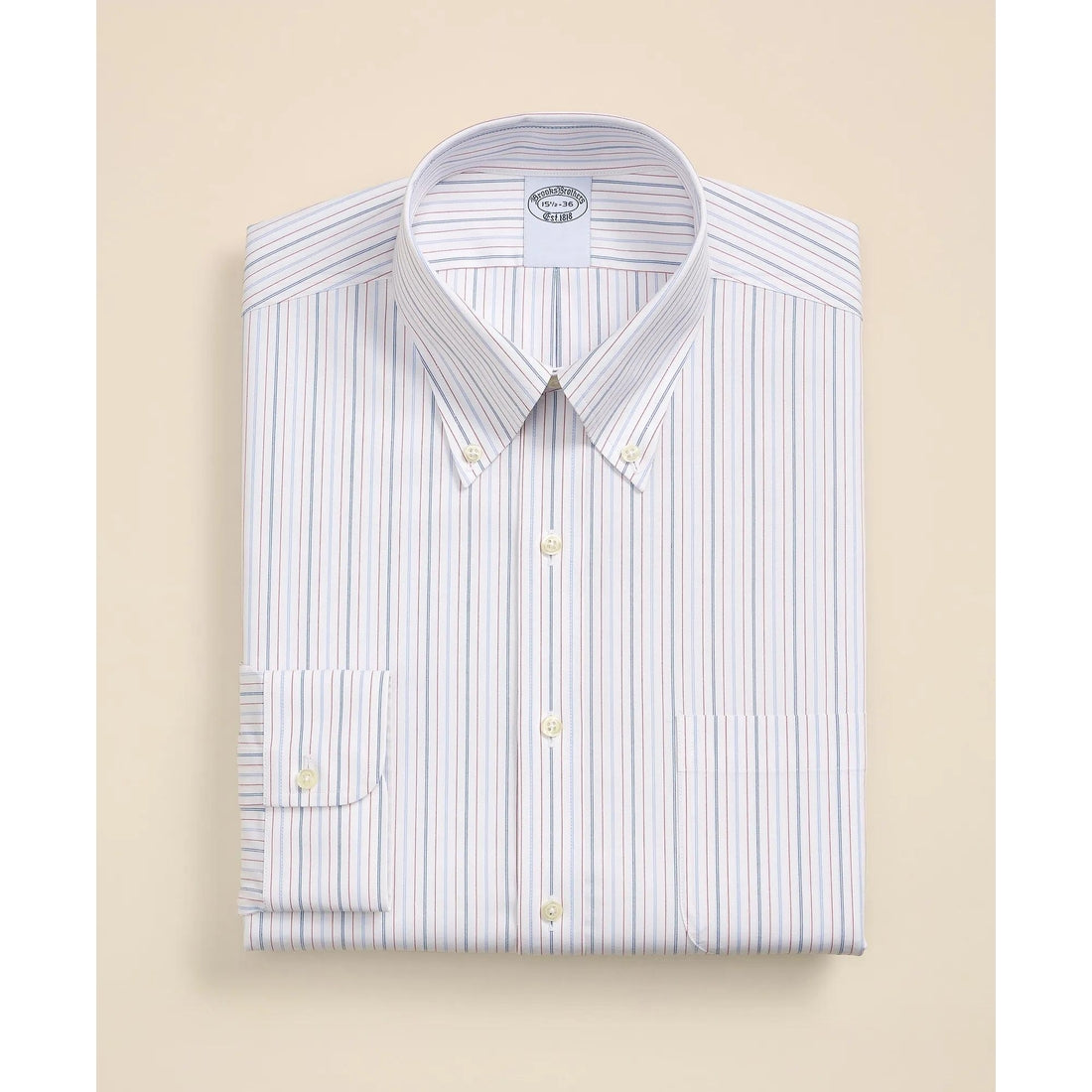 Stretch Supima Cotton Non-Iron Broadcloth Button Down Collar, Striped Dress Shirt