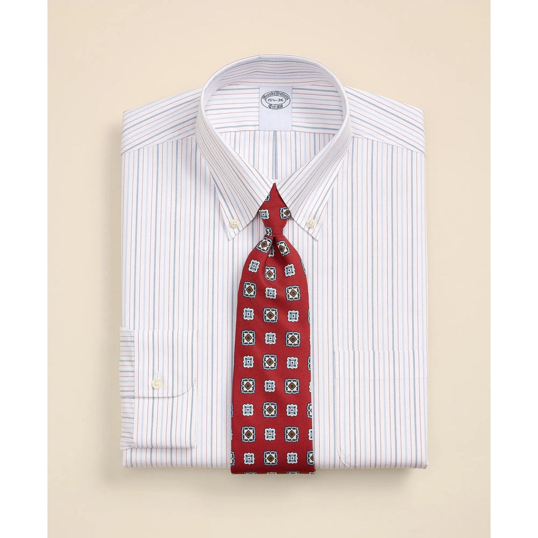 Stretch Supima Cotton Non-Iron Broadcloth Button Down Collar, Striped Dress Shirt