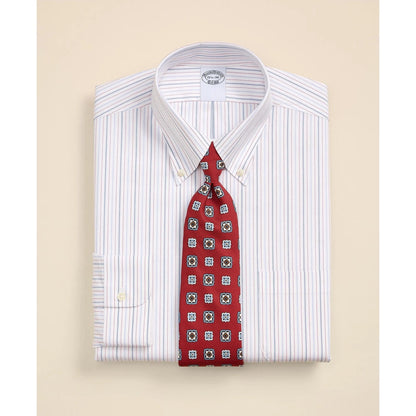 Stretch Supima Cotton Non-Iron Broadcloth Button Down Collar, Striped Dress Shirt