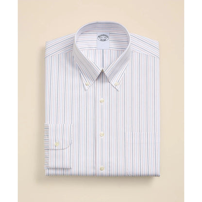 Stretch Supima Cotton Non-Iron Broadcloth Button Down Collar, Striped Dress Shirt