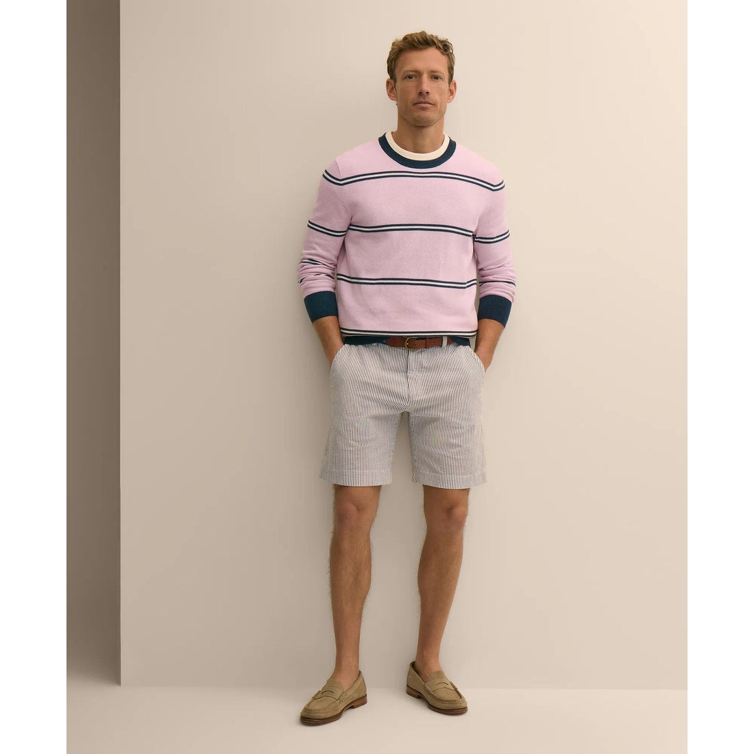 9" Washed Cotton Seersucker Shorts