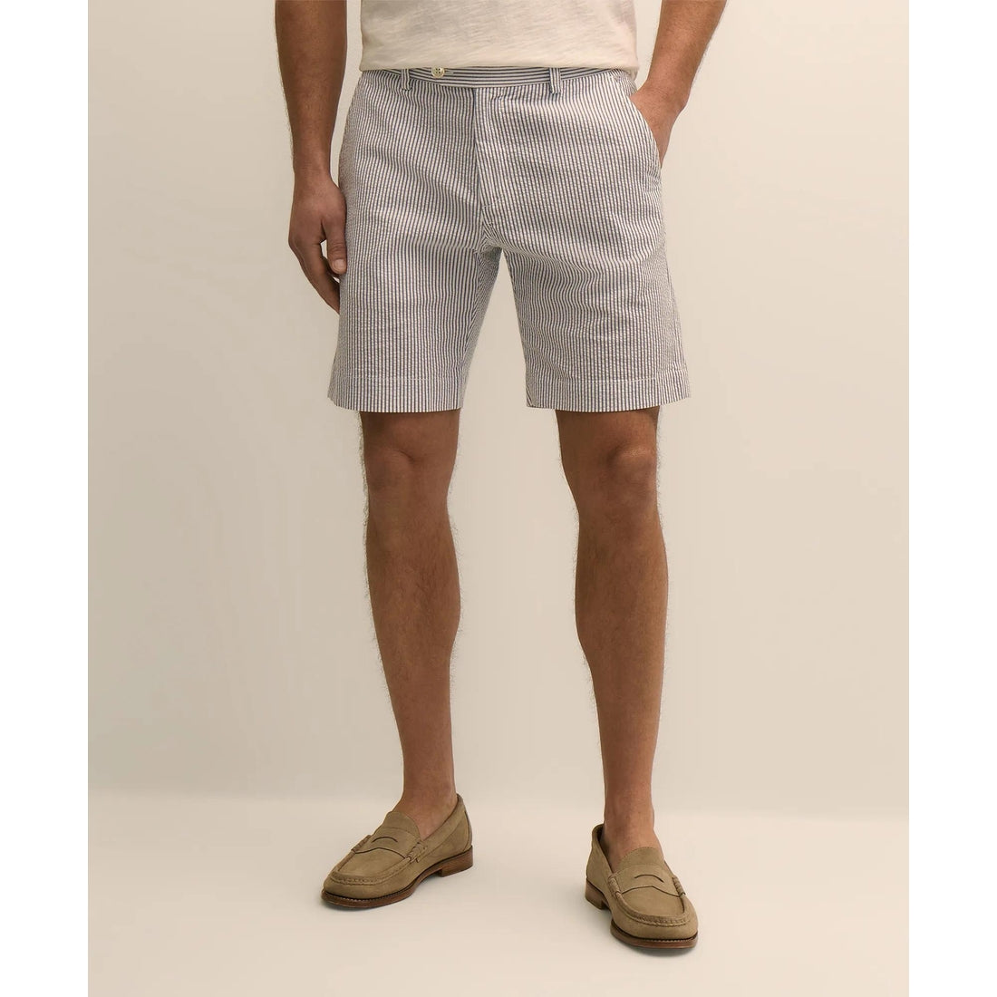 9" Washed Cotton Seersucker Shorts