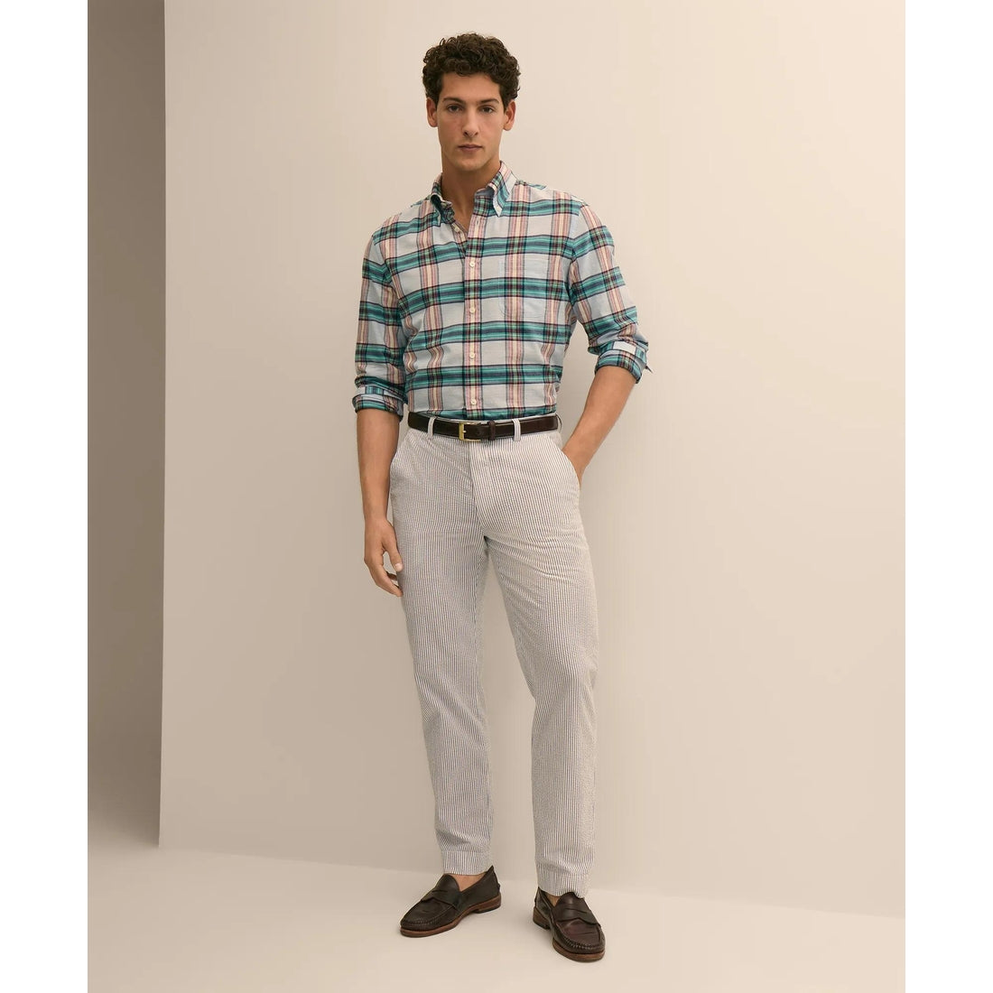 Washed Cotton Seersucker Pants