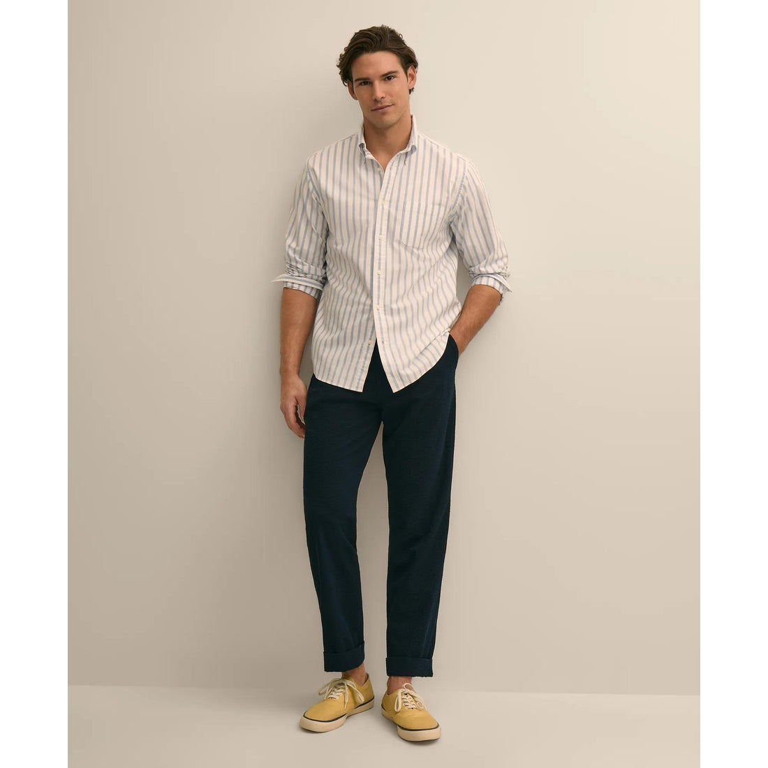Washed Cotton Seersucker Pants