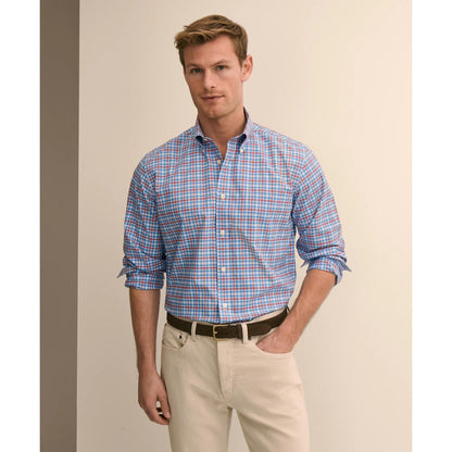 Stretch Supima Cotton Non-Iron Broadcloth Polo Button-Down Collar, Check Sport Shirt