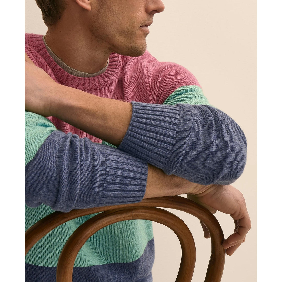 Supima Cotton Vintage-Inspired Color Block Sweater