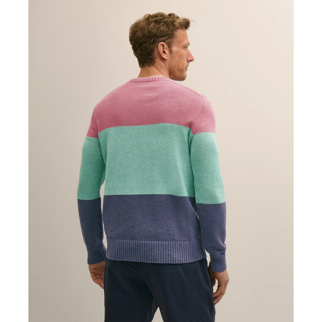 Supima Cotton Vintage-Inspired Color Block Sweater