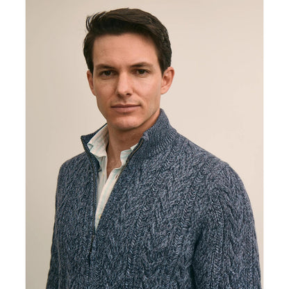 Supima Cotton Full-Zip Cable Sweater