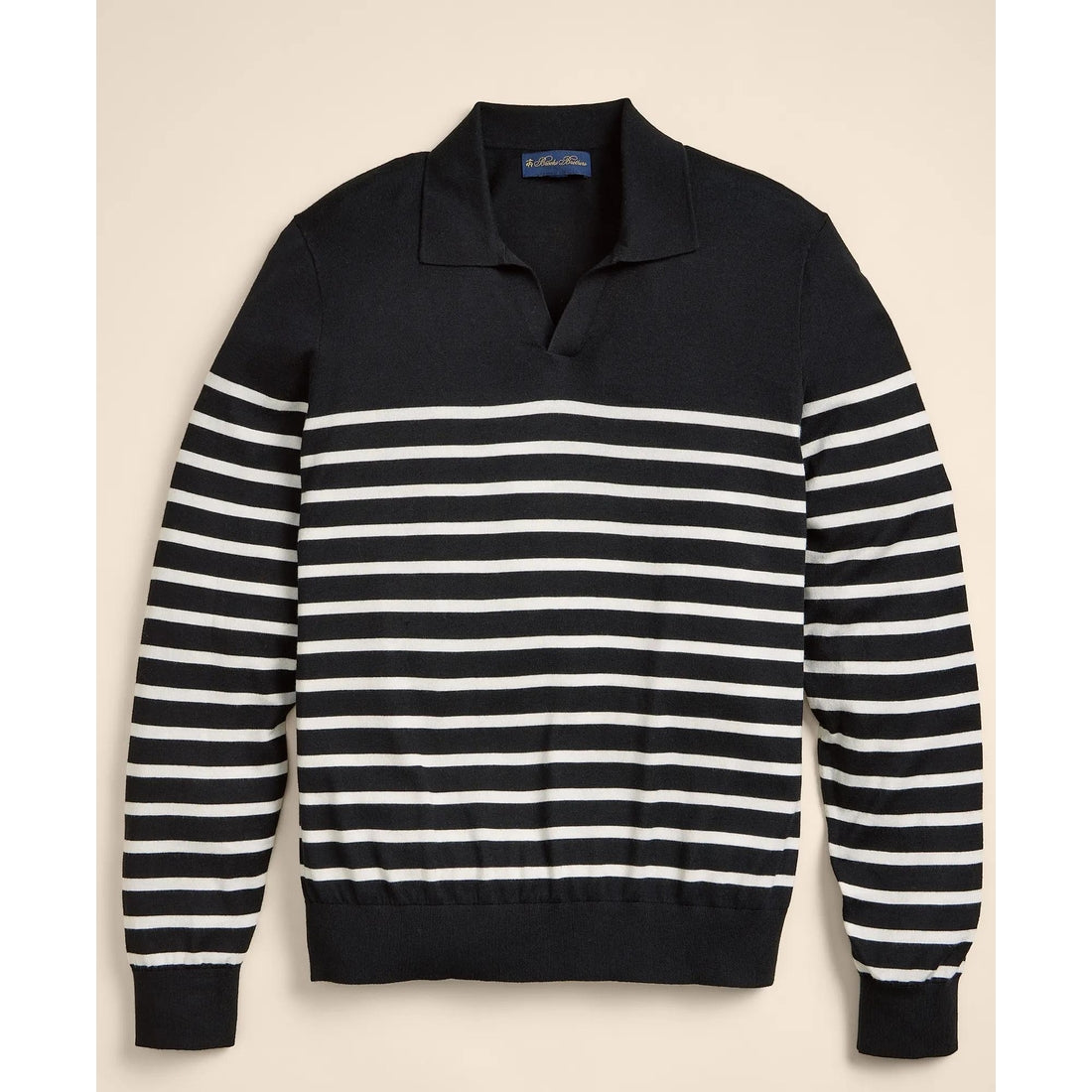 Supima Cotton Mariner Stripe Johnny Collar Sweater