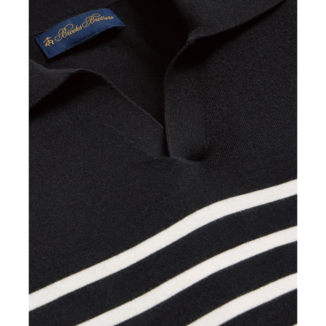 Supima Cotton Mariner Stripe Johnny Collar Sweater