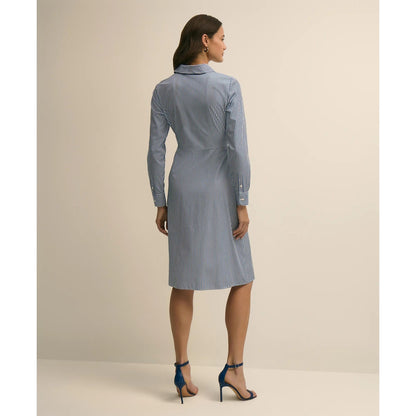 Supima Cotton Striped Tie-Waist Shirt Dress
