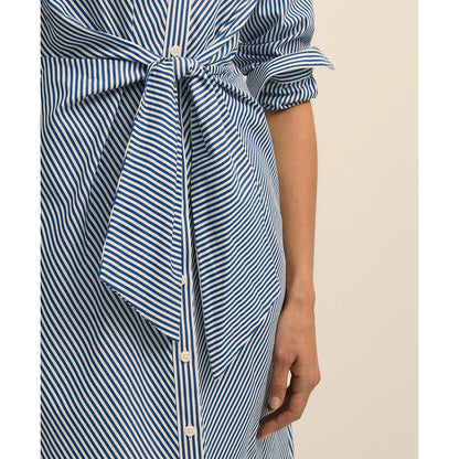 Supima Cotton Striped Tie-Waist Shirt Dress