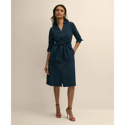 Supima Cotton Tie-Waist Shirt Dress
