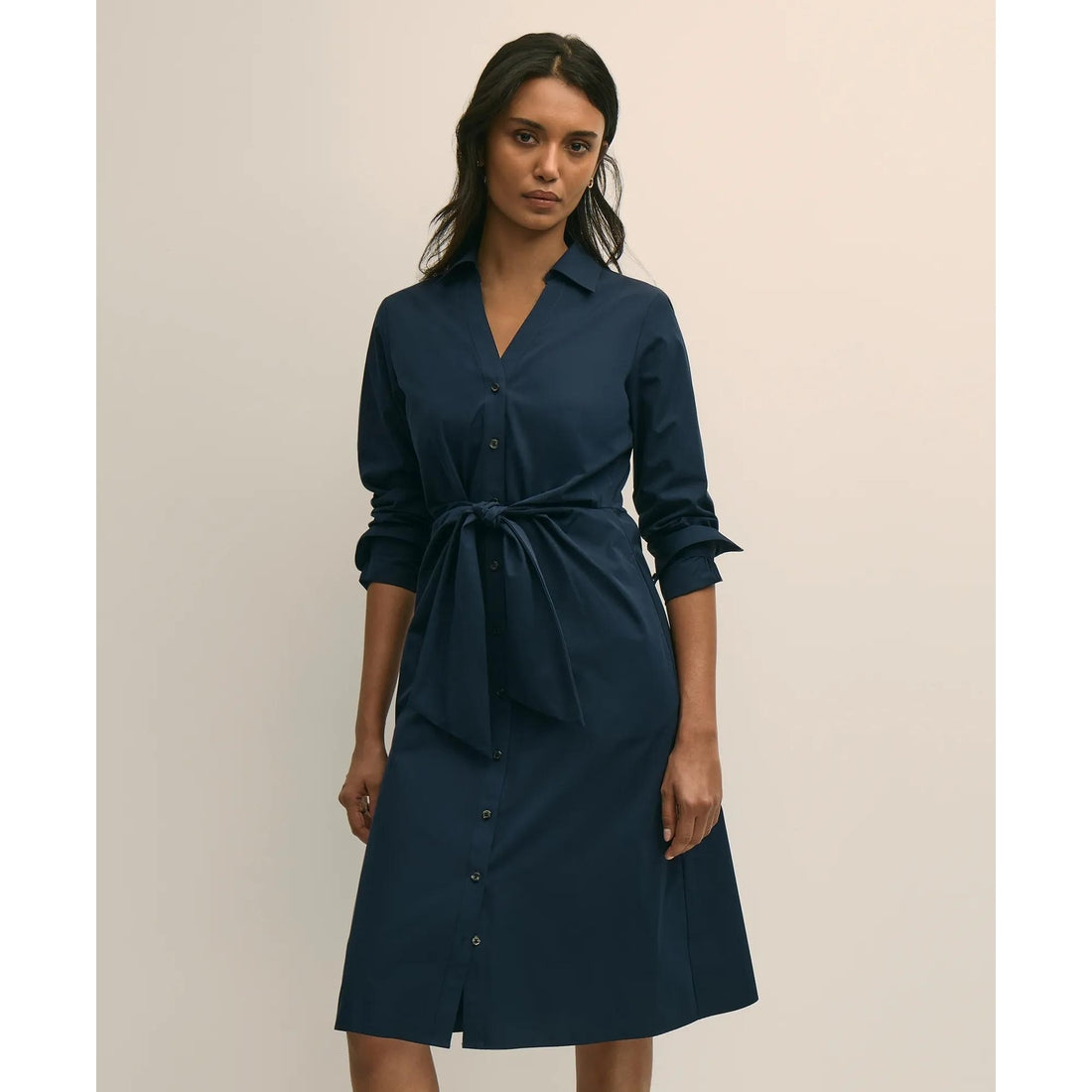 Supima Cotton Tie-Waist Shirt Dress