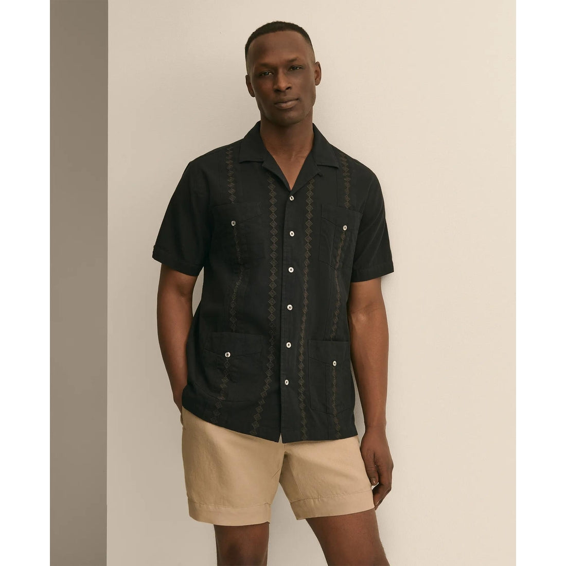 Cotton Guayabera Embroidered Short-Sleeve Shirt