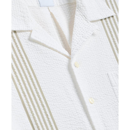 Cotton Blend Seersucker Camp Collar Shirt
