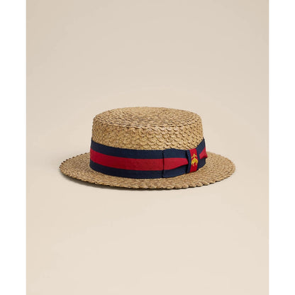 Straw-Grosgrain Boater Hat
