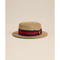 Straw-Grosgrain Boater Hat
