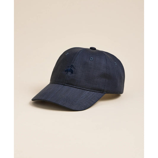 Linen Blend Herringbone Embroidered Baseball Hat