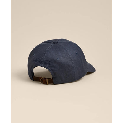 Linen Blend Herringbone Embroidered Baseball Hat
