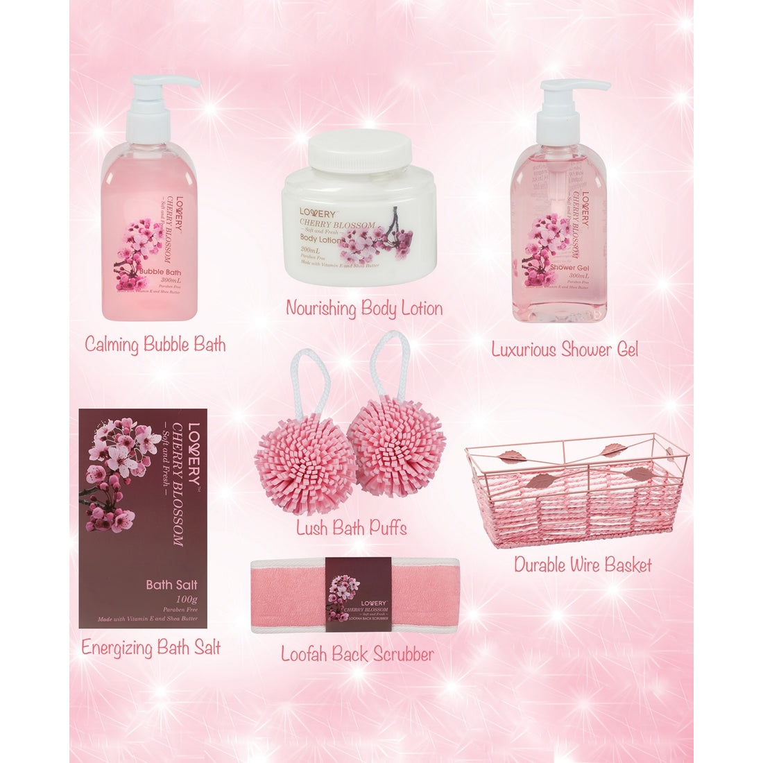 Lovery Home Spa Body Care Gift Set in Cherry Blossom