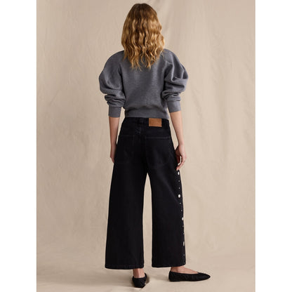 Women's Low-Rise Loose Studded Ankle Jean