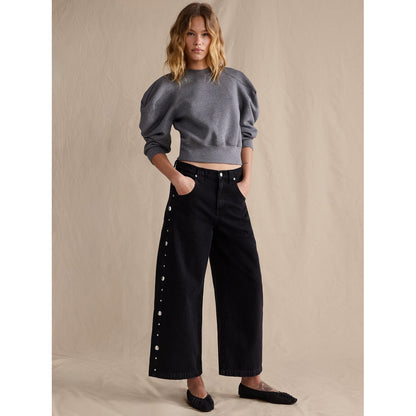 Women's Low-Rise Loose Studded Ankle Jean