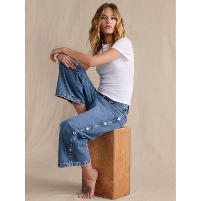 Women's Low-Rise Loose Studded Ankle Jean