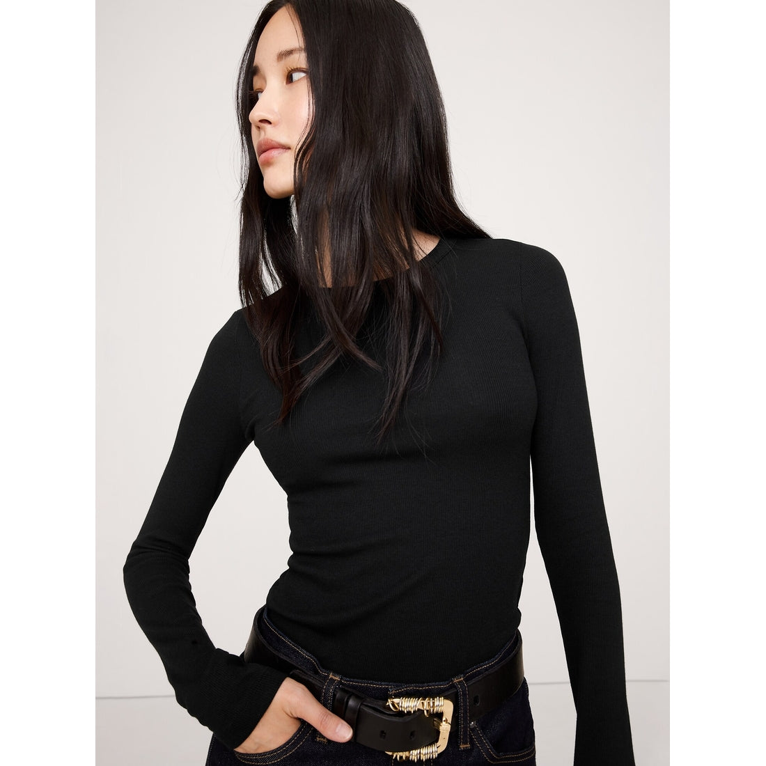 Women's Ribbed Crew-Neck T-Shirt