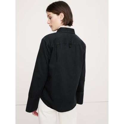 Women's Denim Button-Sleeve Shirt