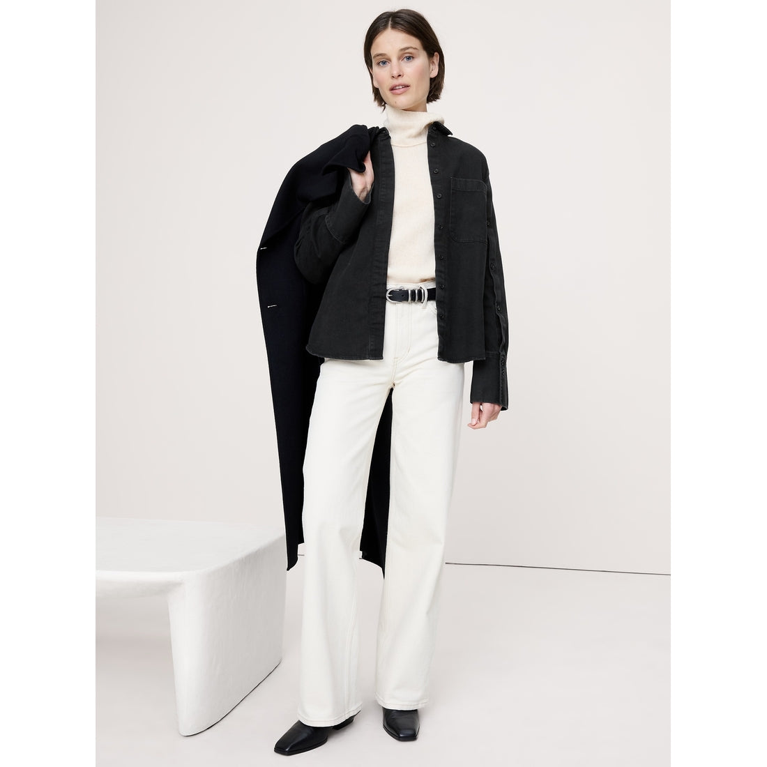 Women's Denim Button-Sleeve Shirt