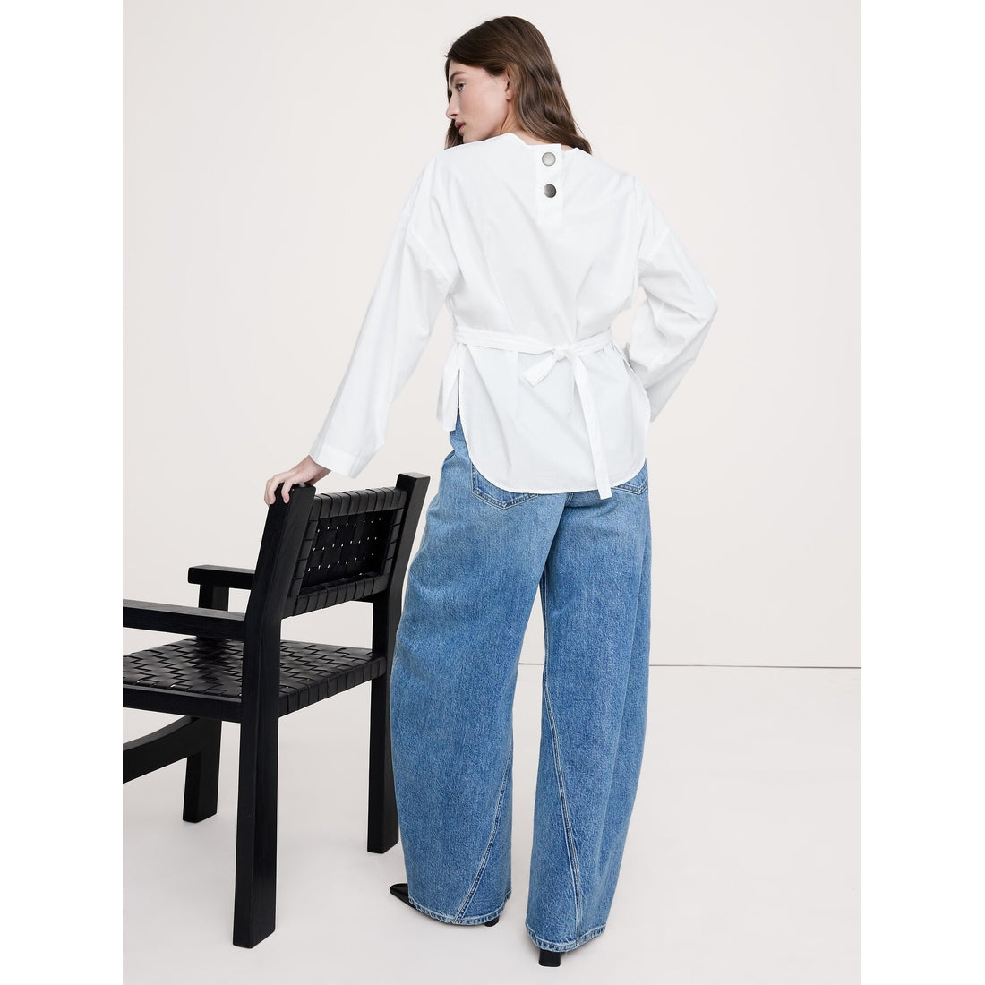 Women's Cotton Poplin Cinch-Waist Top