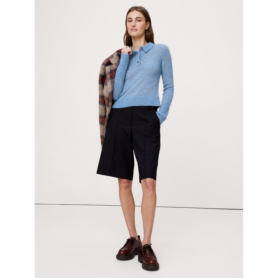 Women's Italian Alpaca-Blend Sweater Polo Shirt