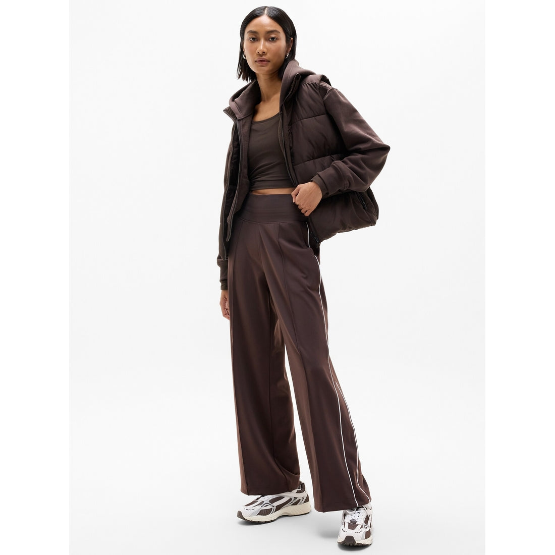 Women's Venice High Rise Track Stripe Wide Leg Pant