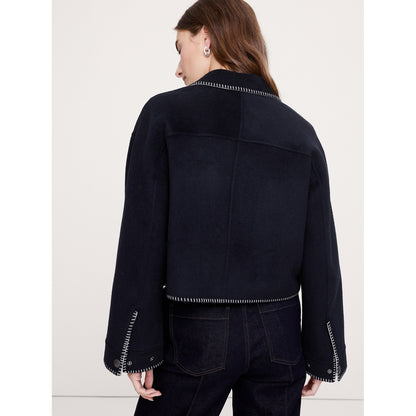 Women's Double-Faced Short Jacket With Blanket Stitch
