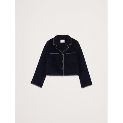 Women's Double-Faced Short Jacket With Blanket Stitch