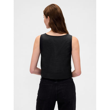 Women's Linen-Blend Button-Front Shell Top