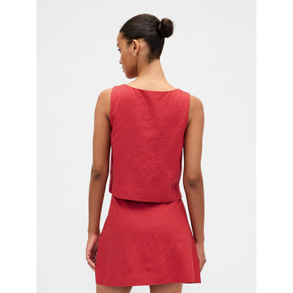 Women's Linen-Blend Button-Front Shell Top