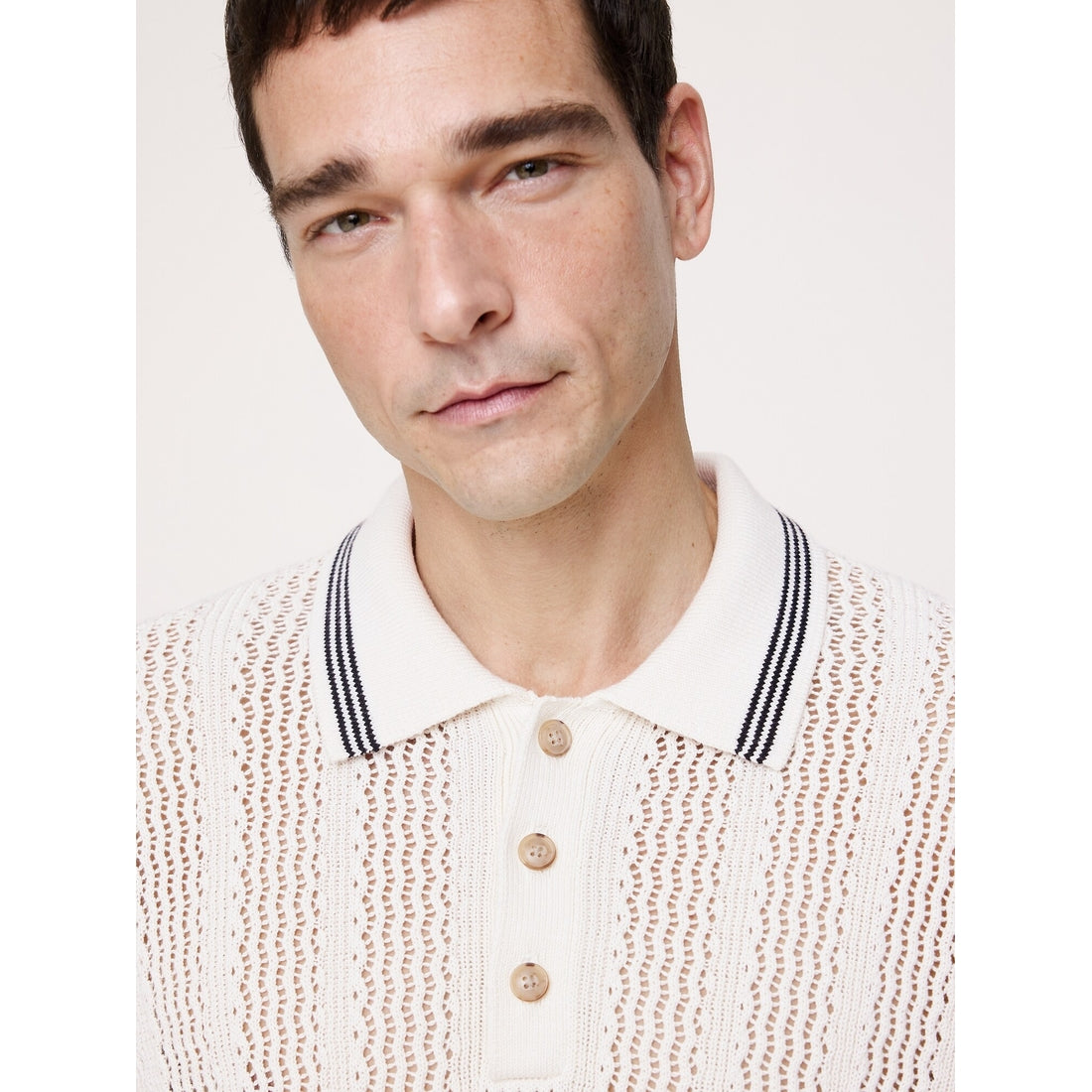 Men's Cotton Zig-Zag Sweater Polo Shirt