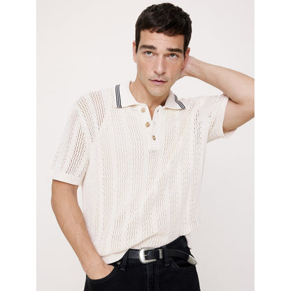 Men's Cotton Zig-Zag Sweater Polo Shirt