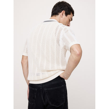 Men's Cotton Zig-Zag Sweater Polo Shirt