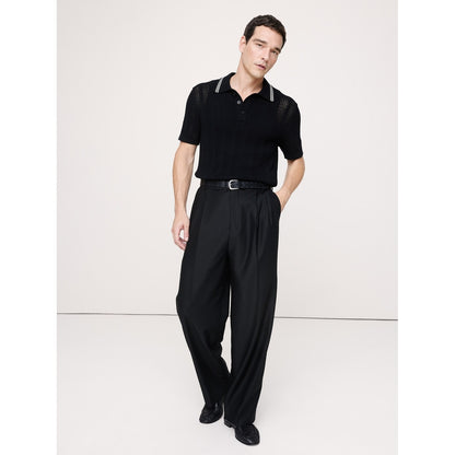 Men's Cotton Zig-Zag Sweater Polo Shirt