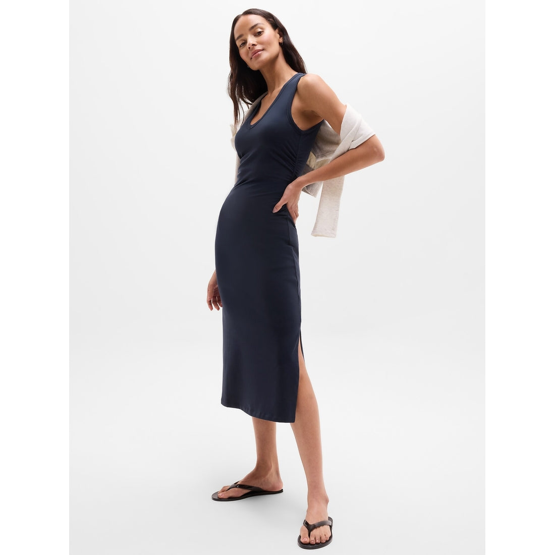 Women's Essential V-Neck Midi Dress