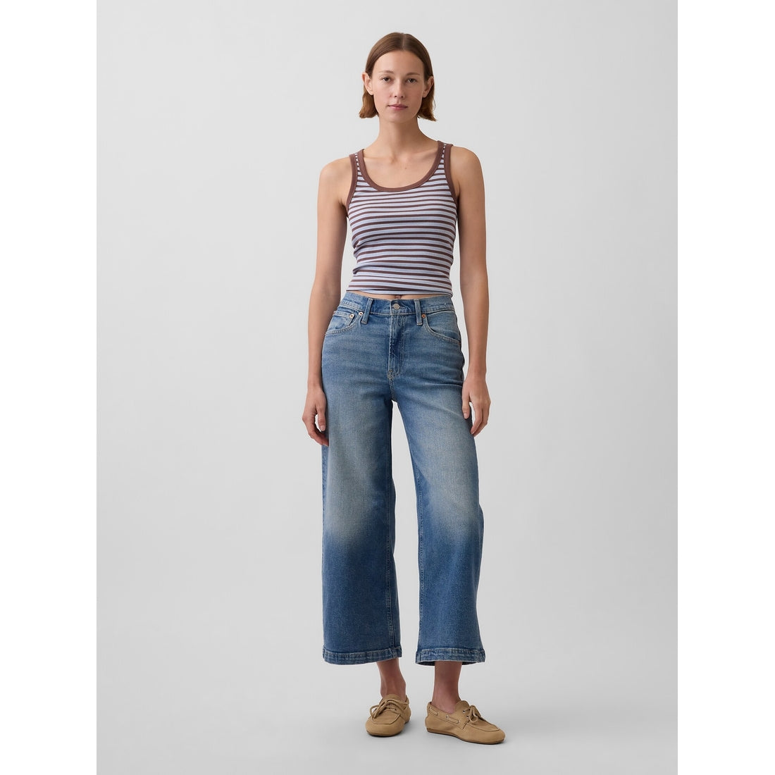 Women's High Rise Stride Wide-Leg Ankle Jeans
