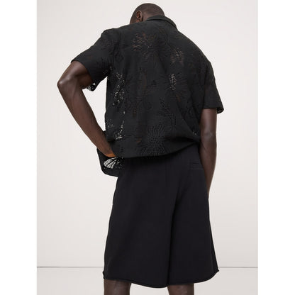 Men's Relaxed Cotton-Fleece Pleated Pull-On Short