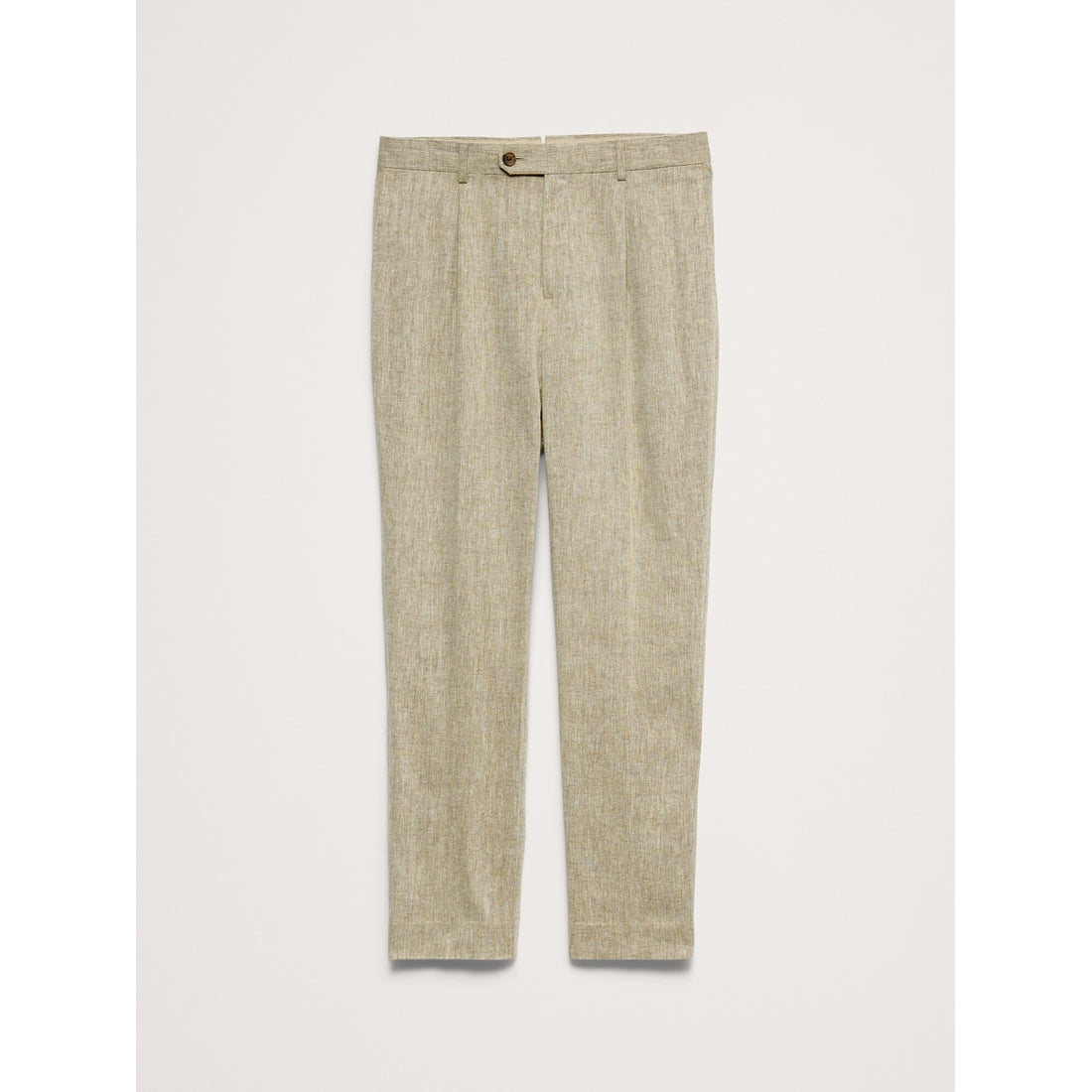 Men's Tailored Slim-Fit Green Linen-Cotton Suit Pant