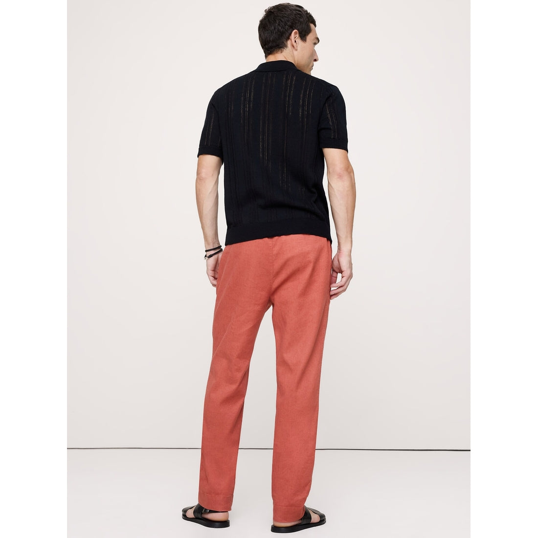 Men's Straight Italian Linen-Cotton Pull-On Pant