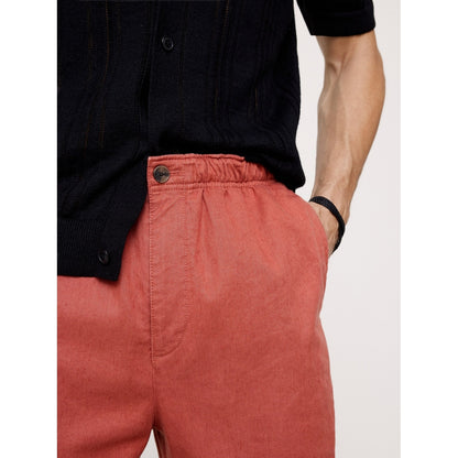 Men's Straight Italian Linen-Cotton Pull-On Pant