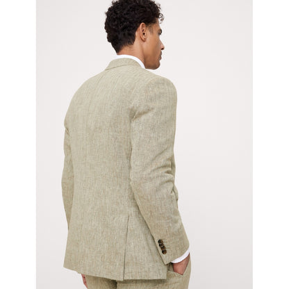 Men's Tailored Slim-Fit Green Linen-Cotton Suit Jacket
